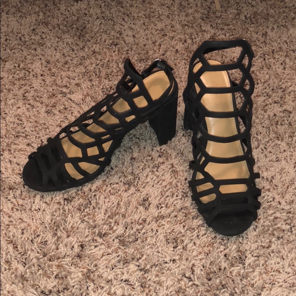 Black Caged Heels
